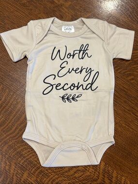Worth Every Second Beige Baby Onesie 0-3 mo